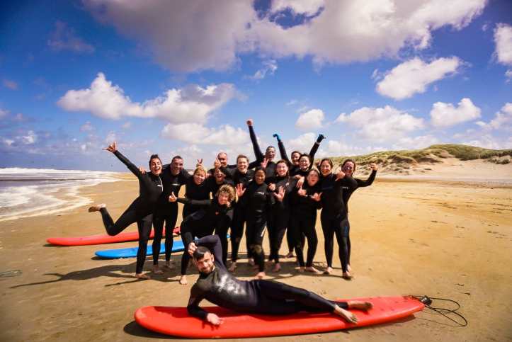 Groepsfoto surfkamp Texel
